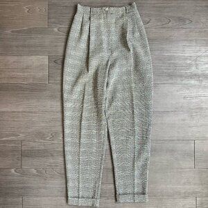 Vintage 90s Plaid Black & White High Waisted Pleated Trousers Express Size 26"